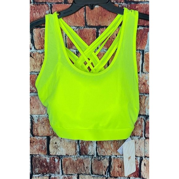 NWT Fabletics Neon Cross Back Faye High Impact Sports Bra XXL 14/16 Strappy - Picture 2 of 5